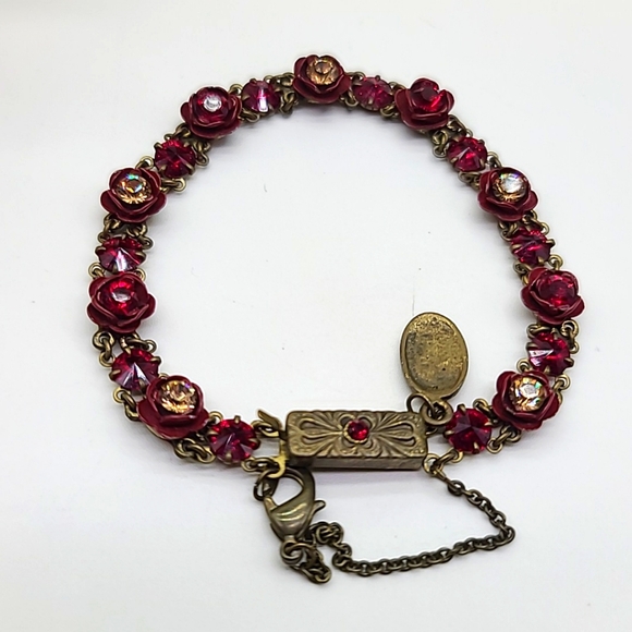 Michael Negrin "ROSE BOUQUET" Vint Sculpted Roses w Crystal Centers Bracelet 🥀 - Picture 8 of 11